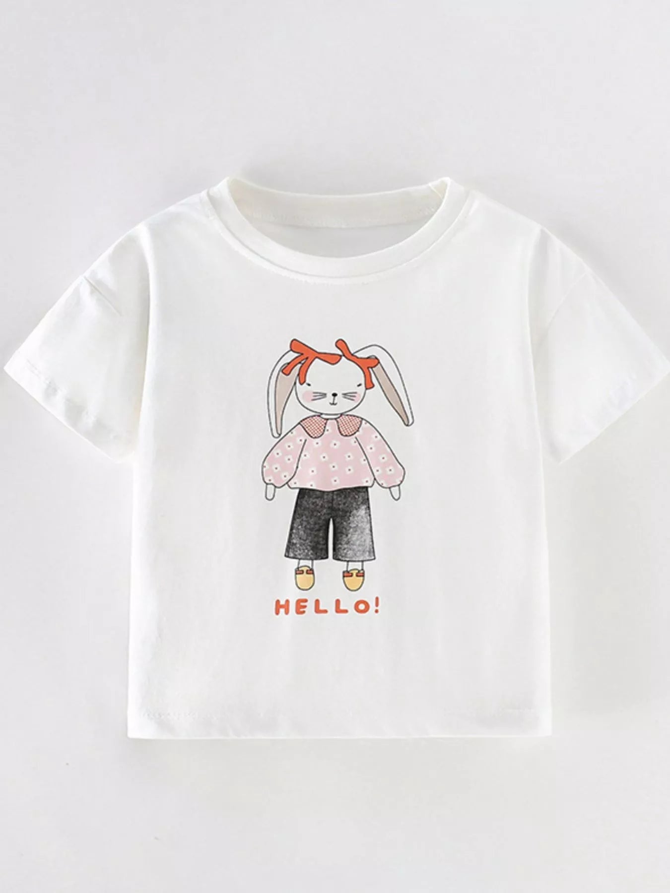 Children's Cute Bunny Graphic Short Sleeve T-Shirt - PBNJ FASHIONS