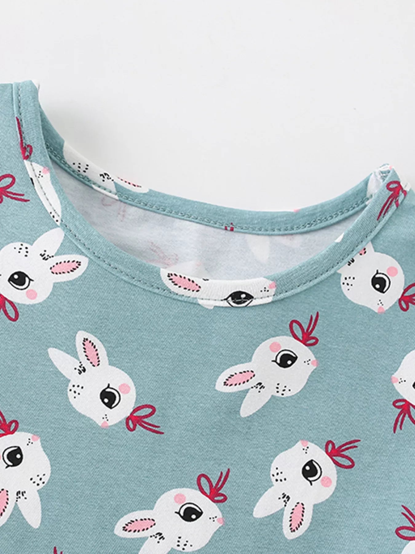 Children's Cute Bunny Print Tiered Ruffle Dress - PBNJ FASHIONS