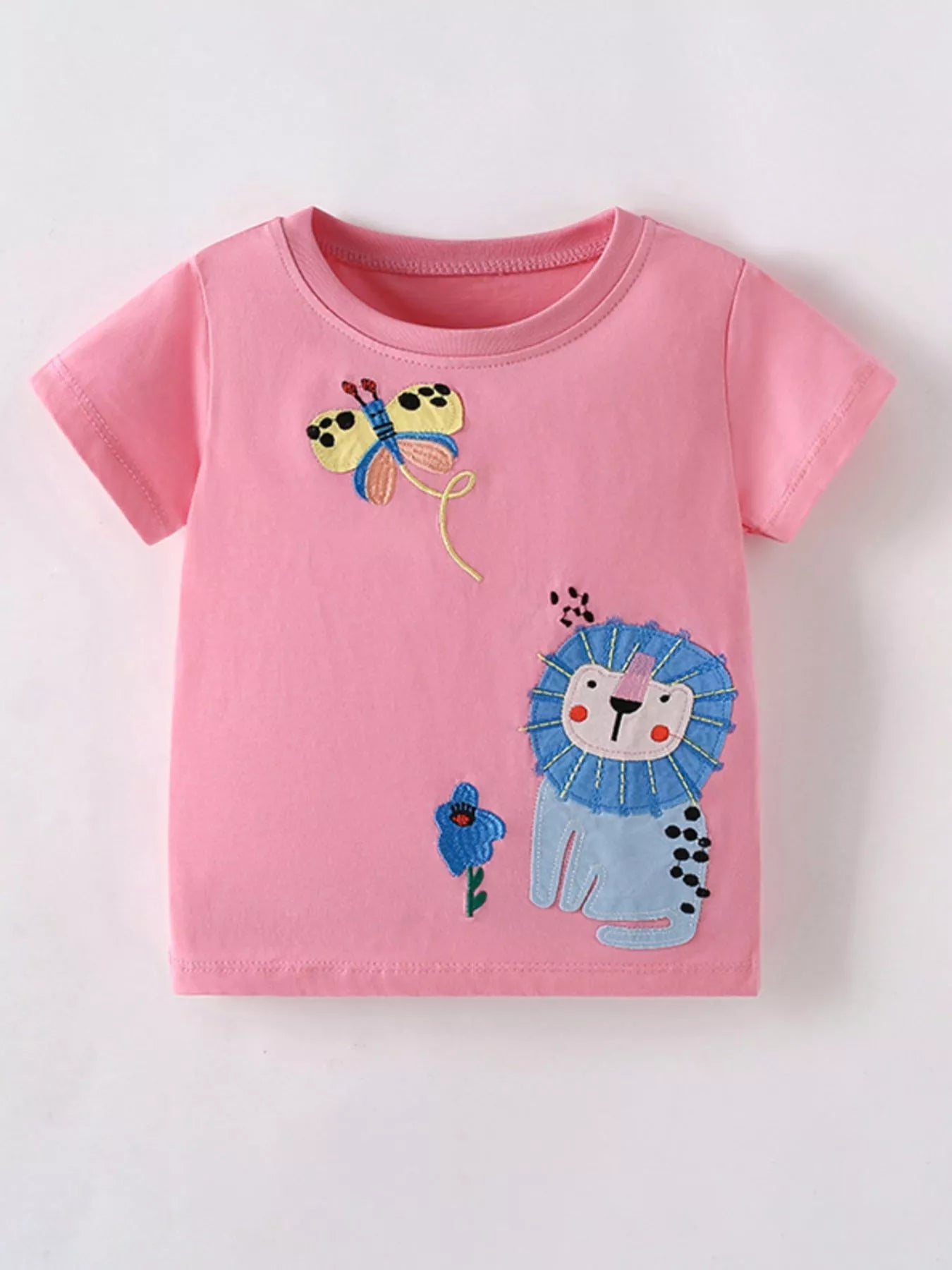 Children's Cute Cartoon Embroidered Short Sleeve T-Shirt - PBNJ FASHIONS