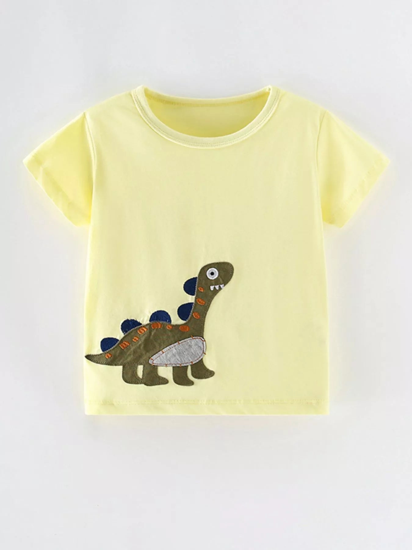 Children's Cute Dinosaur Applique Short Sleeve T-Shirt - PBNJ FASHIONS