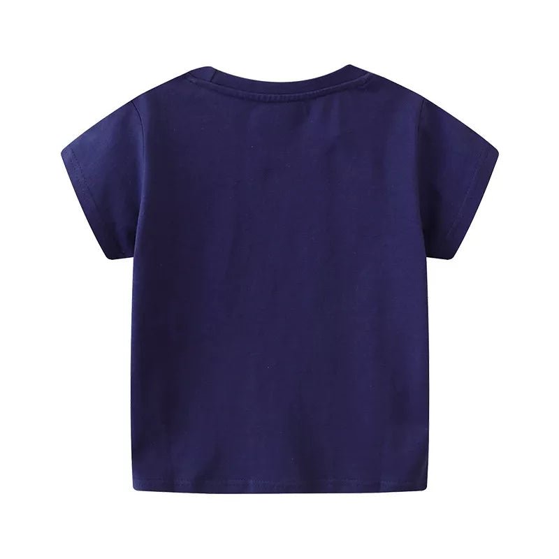 Children's Dino Print Cotton Tee - Soft & Breathable for All-Day Comfort! - Dark Navy-2T- - PBNJ FASHIONS