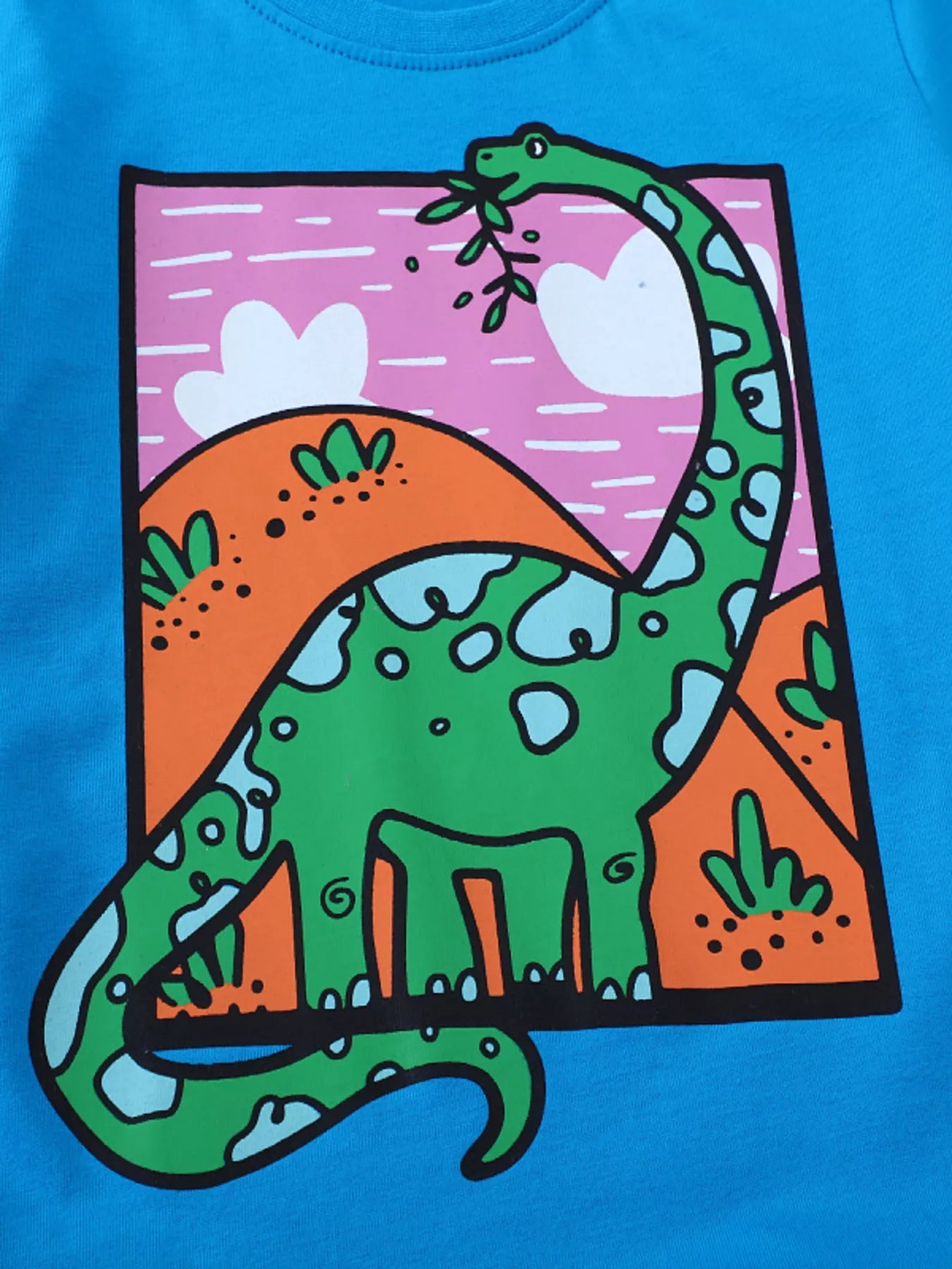 Children's Dinosaur Blue T-Shirt - Premium Comfort & Fun Design for Young Dino Fans - Sky Blue-3T- - PBNJ FASHIONS