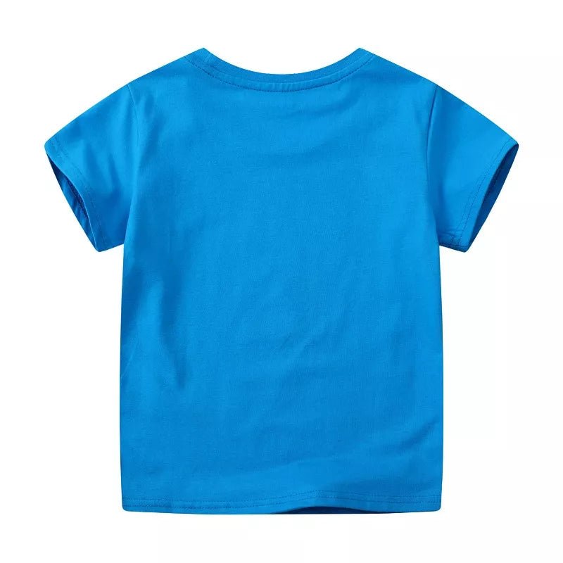 Children's Dinosaur Blue T-Shirt - Premium Comfort & Fun Design for Young Dino Fans - Sky Blue-3T- - PBNJ FASHIONS