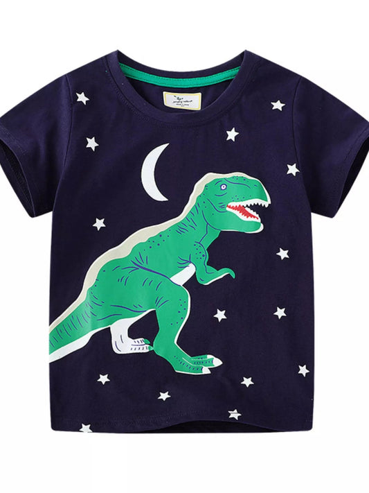 Children's Dinosaur Crew Neck Short Sleeve T-Shirt - PBNJ FASHIONS