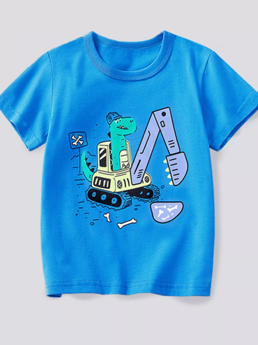 Children's Dinosaur Excavator Graphic T-Shirt - PBNJ FASHIONS