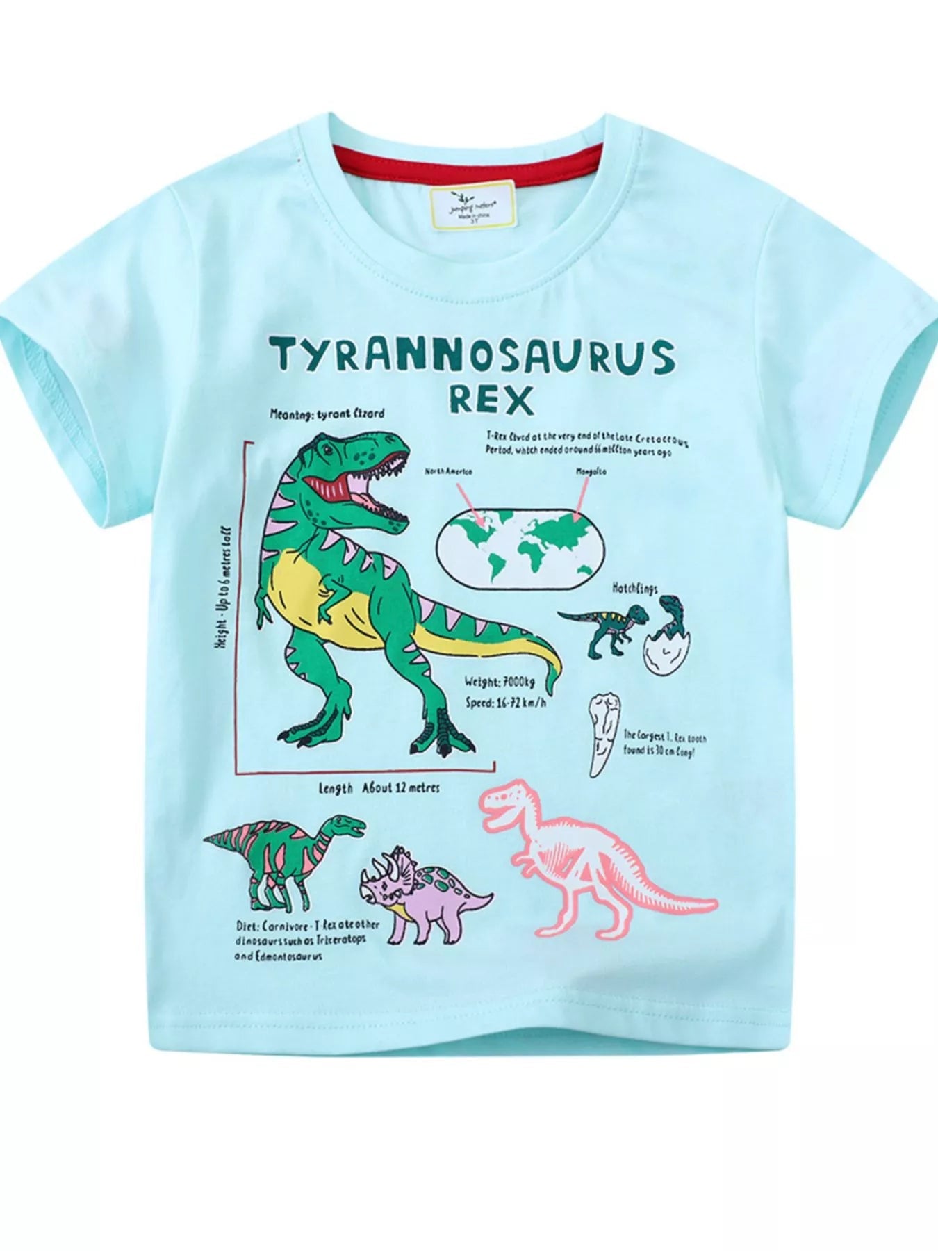 Children's Dinosaur Graphic Short Sleeve T-Shirt - PBNJ FASHIONS