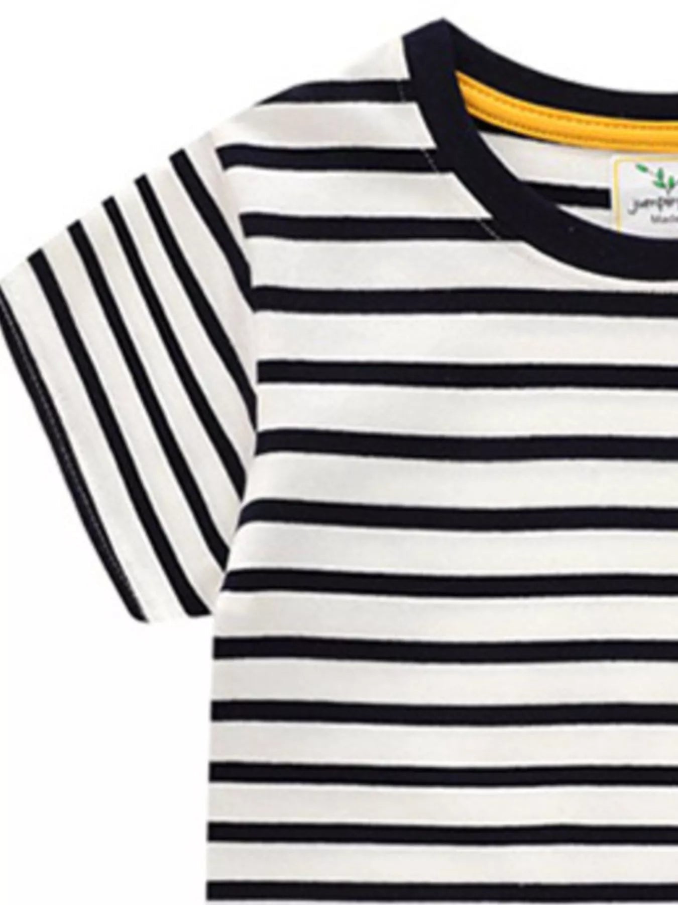 Children's Embroidered Striped Round Neck T-Shirt - PBNJ FASHIONS