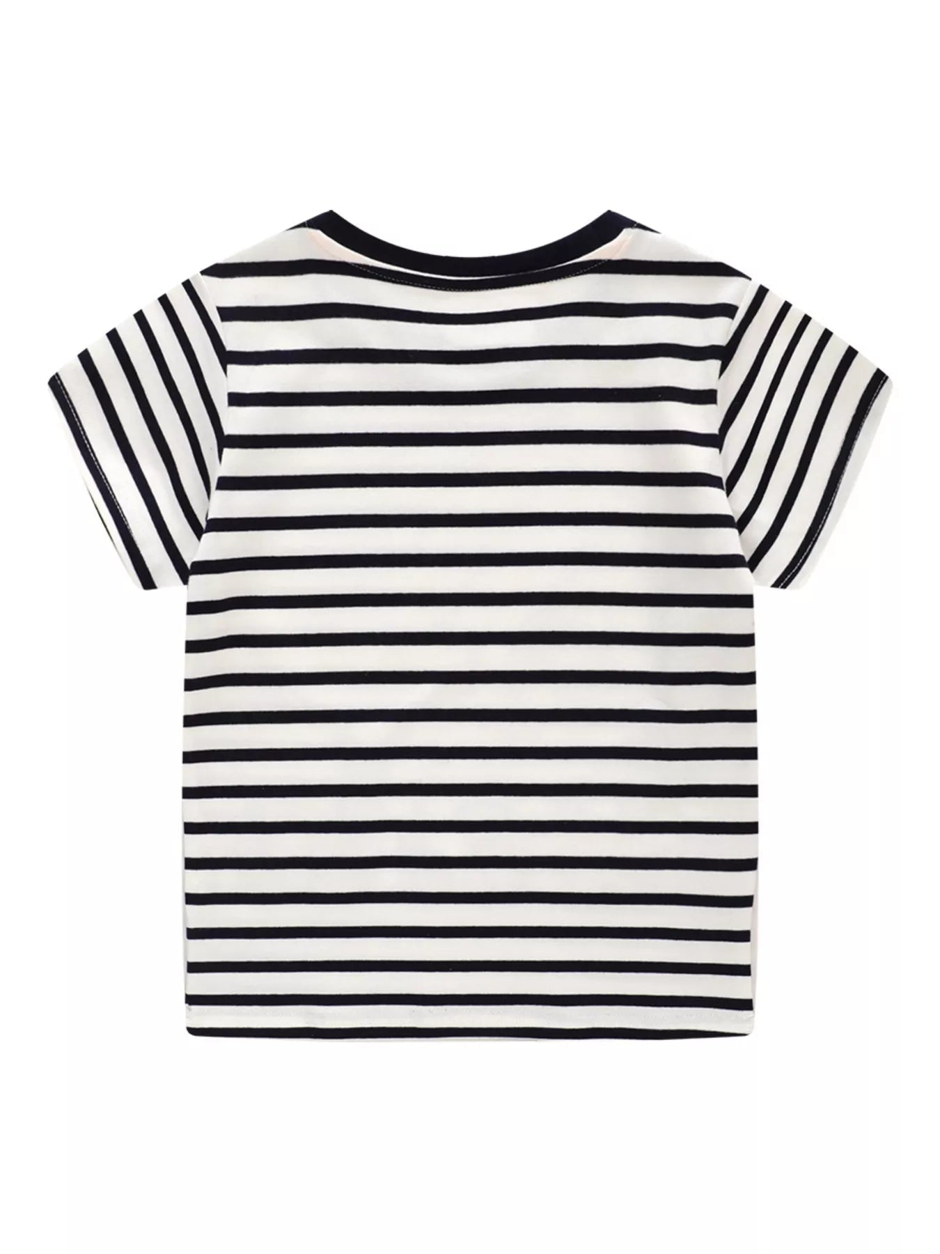 Children's Embroidered Striped Round Neck T-Shirt - PBNJ FASHIONS