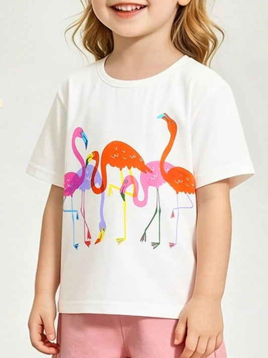 Children's Flamingo Print Short Sleeve T-Shirt - PBNJ FASHIONS
