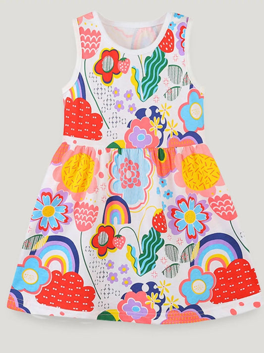 Children's Floral Sleeveless A-line Dress - PBNJ FASHIONS