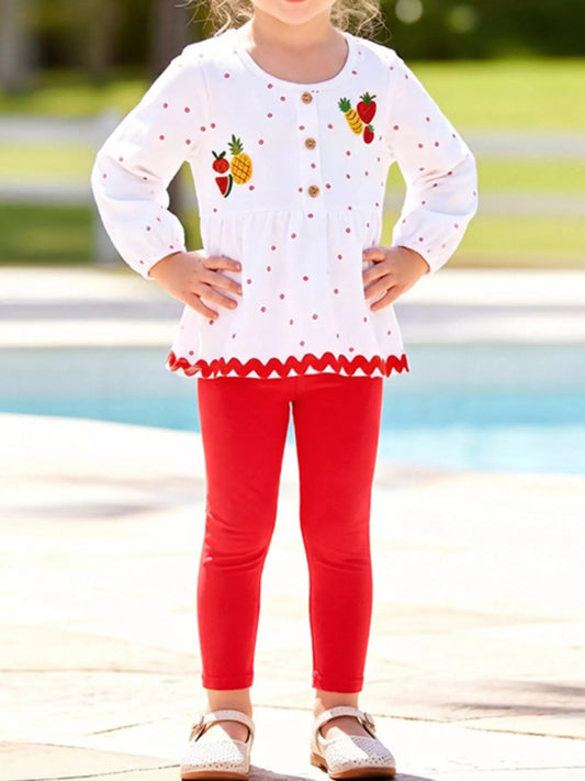 Children's Fruit Peplum Top and Leggings Two-Piece Set - PBNJ FASHIONS