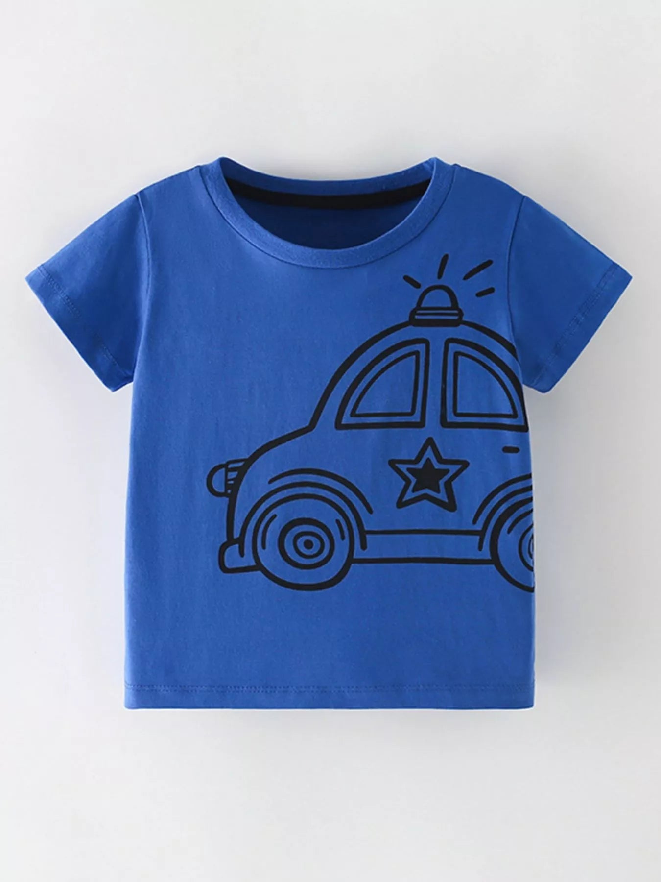 Kids Police Car Graphic Tee | Fun Short Sleeve T-Shirt | 95% Cotton | Machine Washable - PBNJ FASHIONS