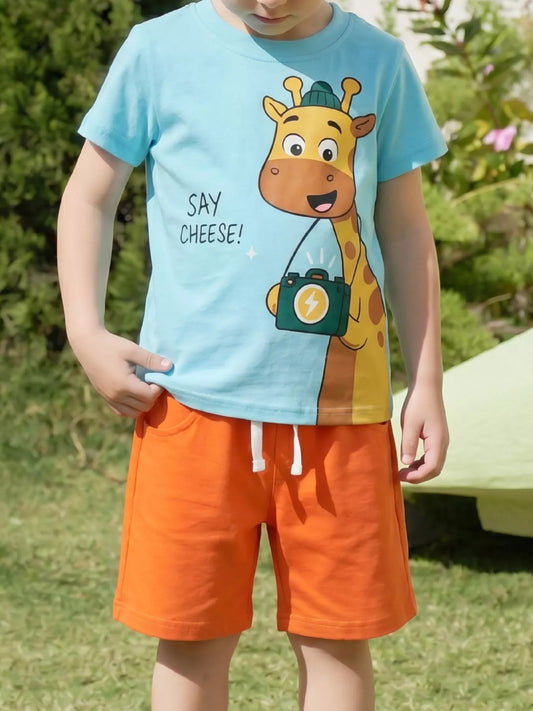 Children's Giraffe T-shirt and Shorts Set - PBNJ FASHIONS