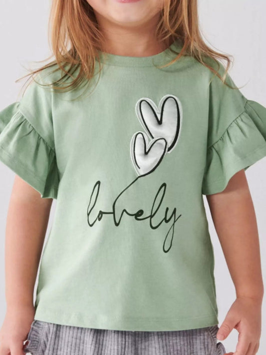 Children's Heart Ruffle Sleeve T-Shirt - PBNJ FASHIONS