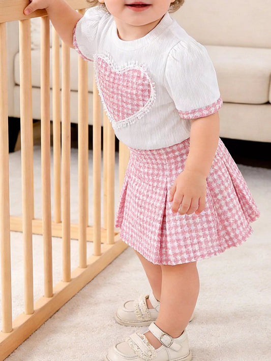 Children's Heart Short Sleeve Top and Skirt Set - PBNJ FASHIONS