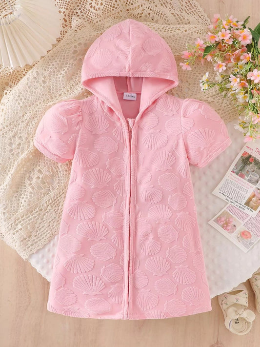 Children's Hooded Puff Sleeve Shell Textured Jacket - PBNJ FASHIONS
