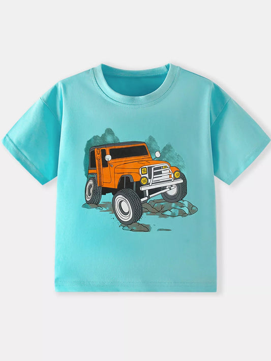 Children's Jeep Graphic Round Neck T-Shirt - PBNJ FASHIONS
