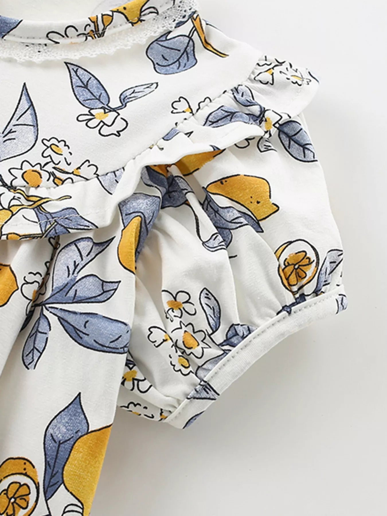 Children's Lemon Print Ruffle Trim Dress - PBNJ FASHIONS