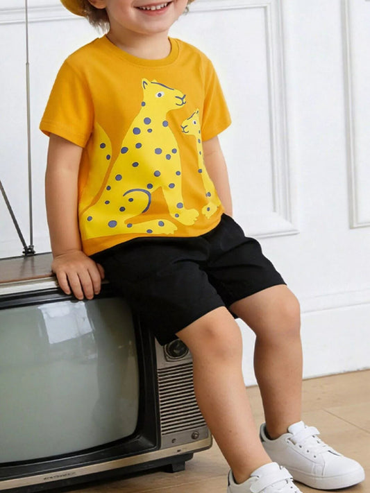 Children's Leopard Print Short Sleeve T-Shirt - PBNJ FASHIONS