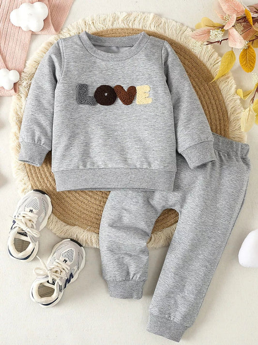 Children's Letter Round Neck Top and Pants Set - PBNJ FASHIONS