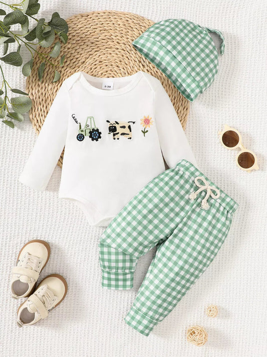 Children's Long Sleeve Bodysuit and Pants Set with Hat - PBNJ FASHIONS