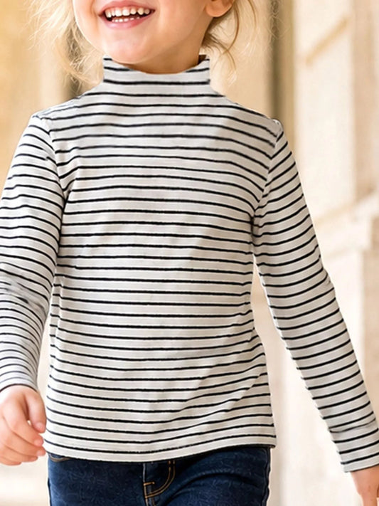 Children's Long-Sleeve Striped Turtleneck T-Shirt - PBNJ FASHIONS
