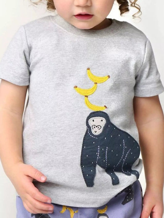 Children's Monkey & Banana Round Neck T-Shirt - PBNJ FASHIONS
