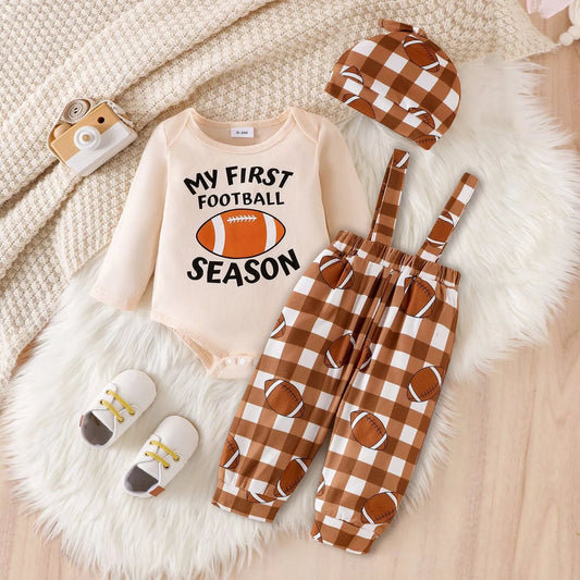 Children's My First Football Season Bodysuit and Pants Set with Hat - PBNJ FASHIONS