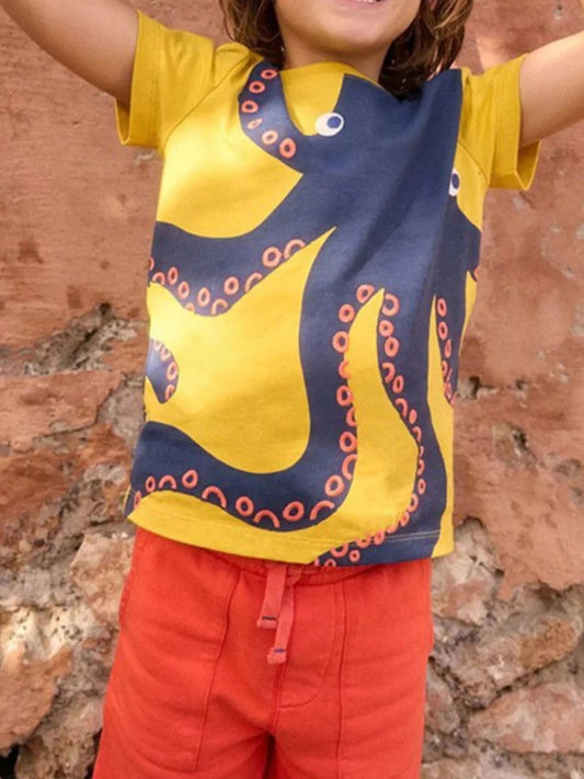 Children's Octopus Graphic Short Sleeve T-Shirt - PBNJ FASHIONS