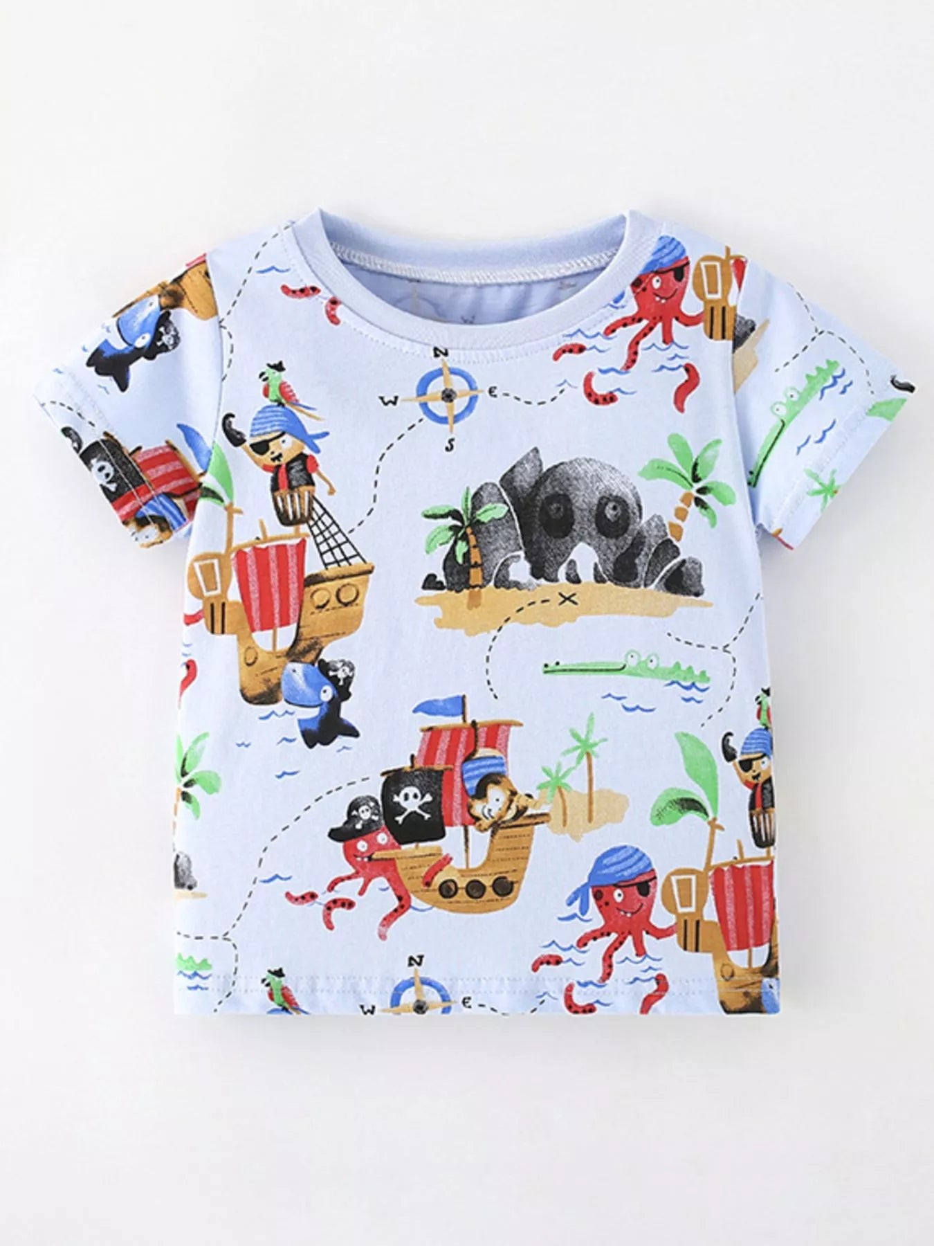 Kids' Pirate Adventure Short Sleeve Tee | 95% Cotton | Machine Wash | Sizes: 3-7 Years - PBNJ FASHIONS