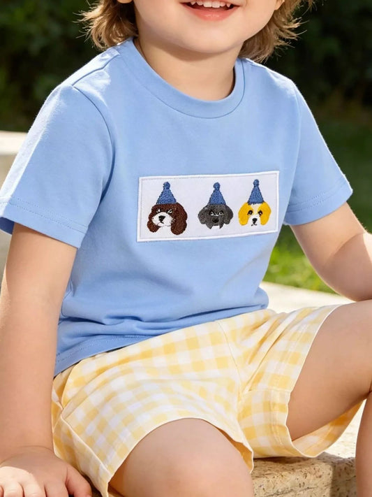 Children's Puppy Round Neck Tee and Shorts Set - PBNJ FASHIONS