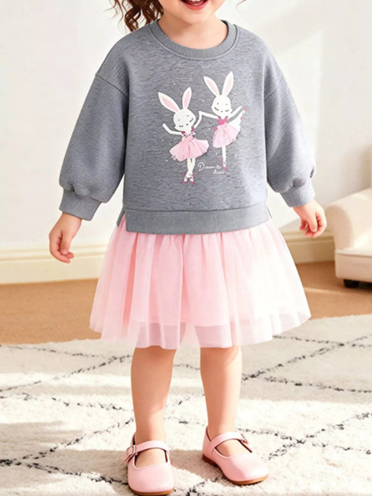 Children's Rabbit Sweatshirt Tulle Tutu Dress - PBNJ FASHIONS