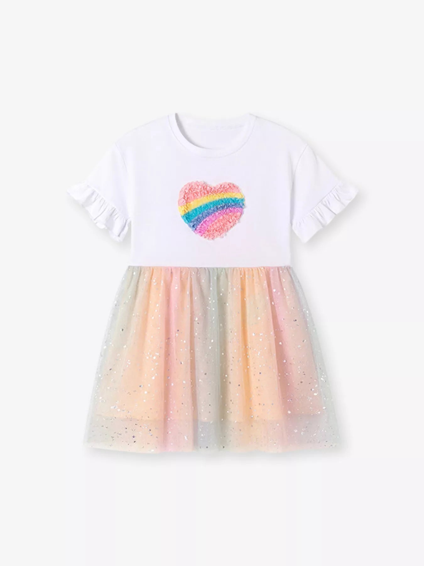 Children's Rainbow Heart Tulle Dress - PBNJ FASHIONS
