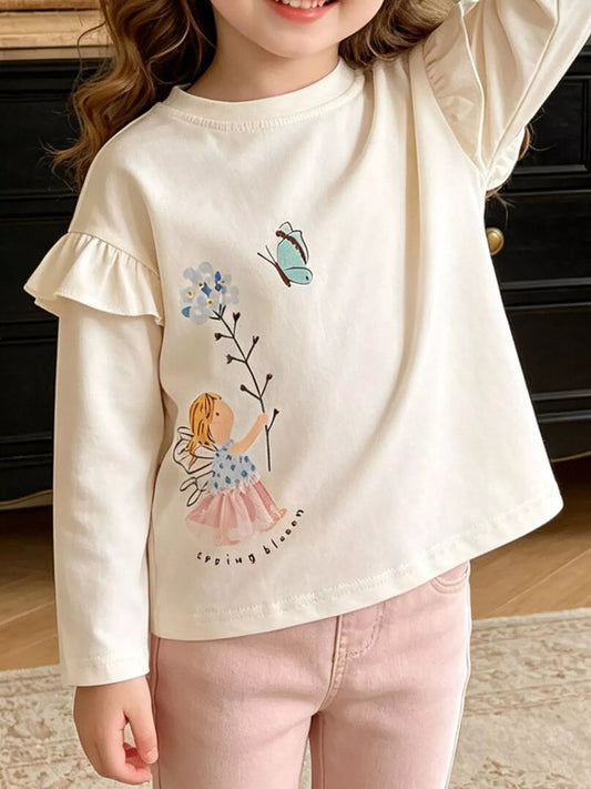 Children's Ruffle Long Sleeve Graphic T-Shirt - PBNJ FASHIONS
