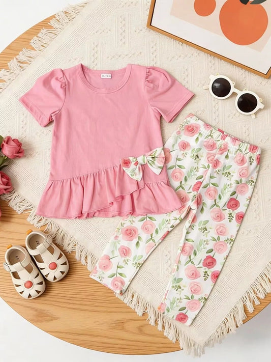 Children's Ruffle Top & Floral Print Pants Set - PBNJ FASHIONS