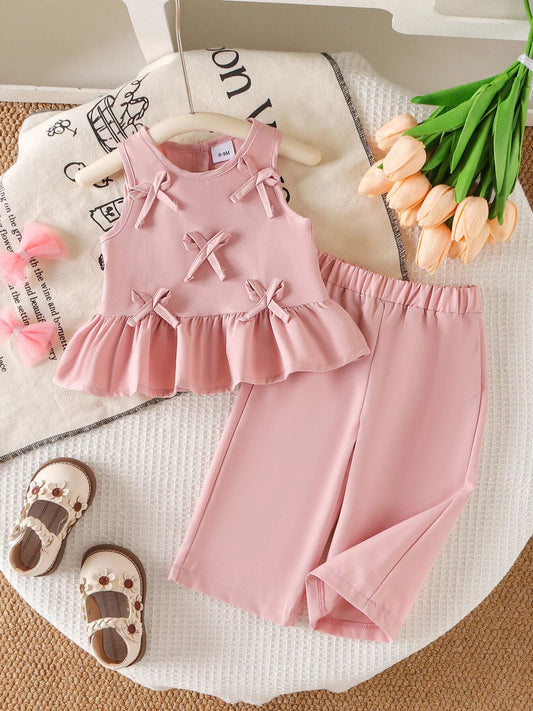 Children's Ruffled Hem Tank and Pants Set - PBNJ FASHIONS