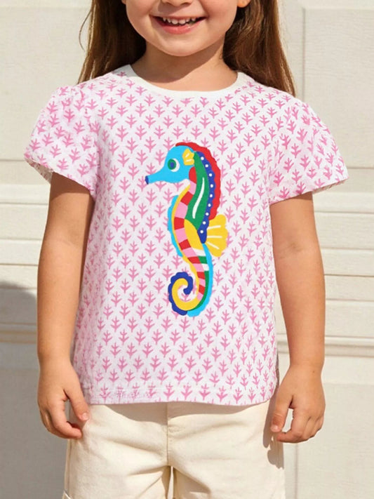 Children's Seahorse Print Short Sleeve T-Shirt - PBNJ FASHIONS