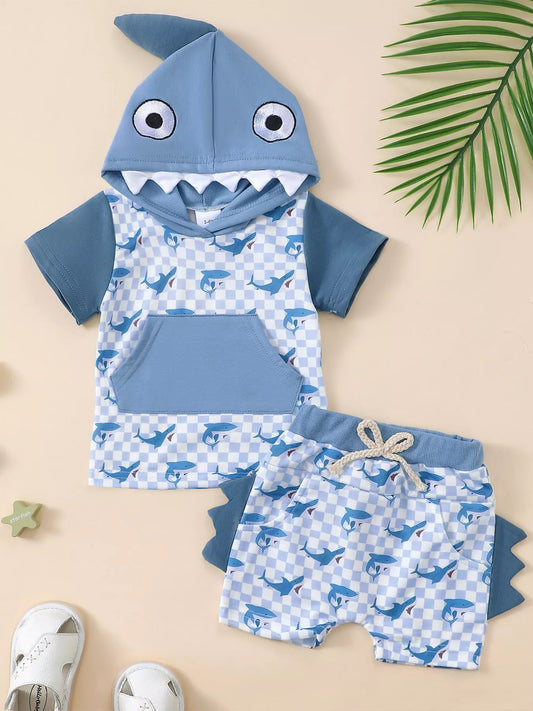 Children‘s Shark Hoodie & Shorts Set - PBNJ FASHIONS