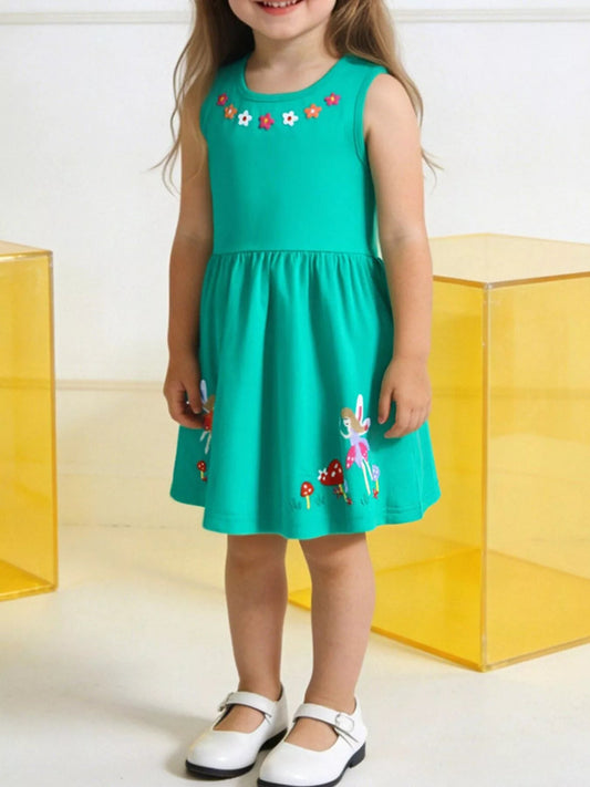 Children's Sleeveless Embroidered Casual Dress - PBNJ FASHIONS