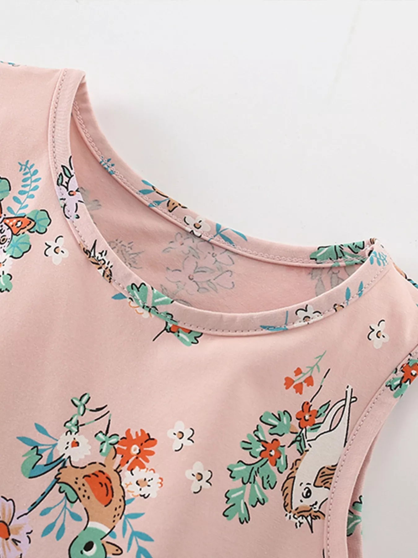 Children's Sleeveless Floral Animal Print Casual Dress - PBNJ FASHIONS