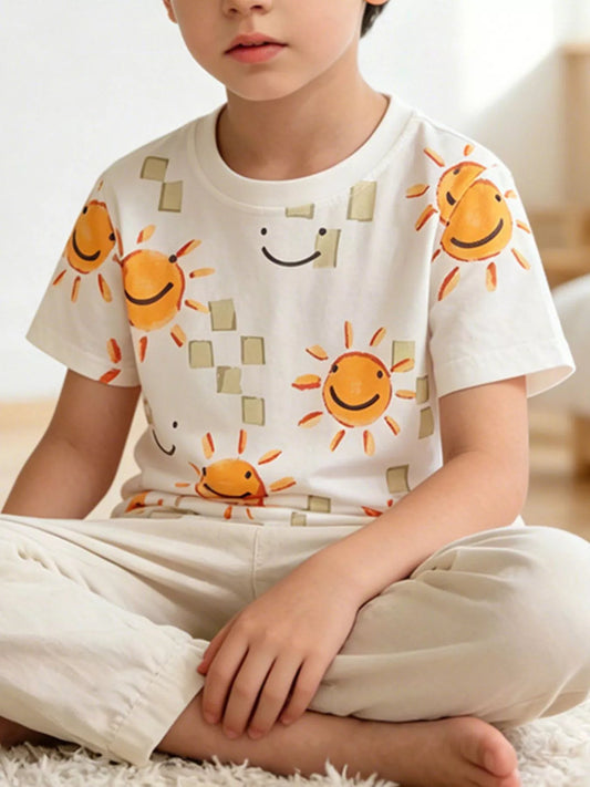 Children's Smiley Sun Print T-Shirt - PBNJ FASHIONS