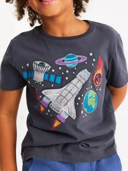 Children's Space Adventure Round Neck T-Shirt - PBNJ FASHIONS