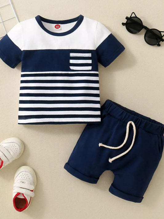 Children's Striped T-shirt and Shorts Set - PBNJ FASHIONS