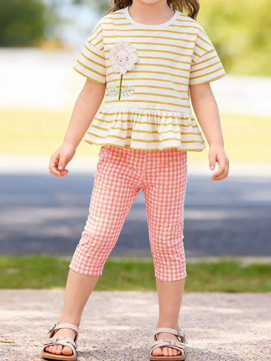 Children's Striped Top & Gingham Capri Set - PBNJ FASHIONS