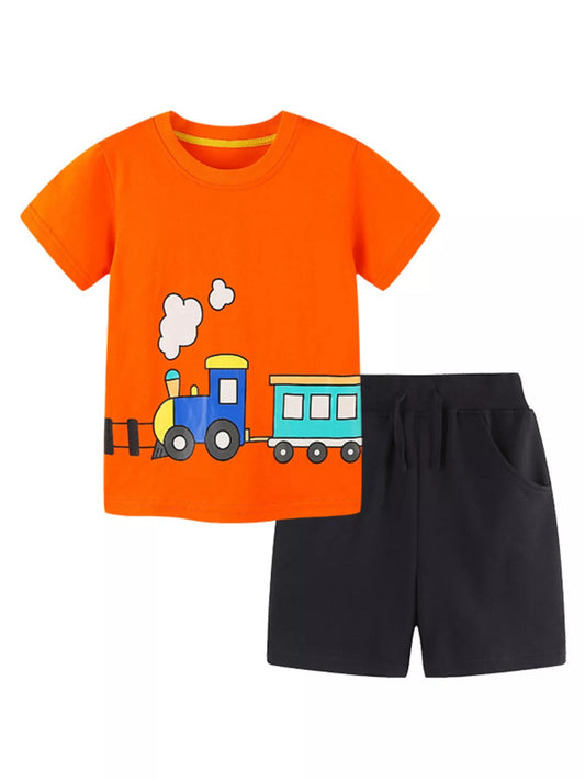 Children's Train Print T-Shirt and Shorts Set - PBNJ FASHIONS
