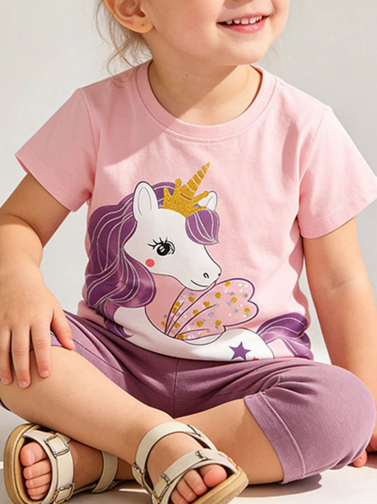 Children's Unicorn Graphic Short Sleeve T-Shirt - PBNJ FASHIONS