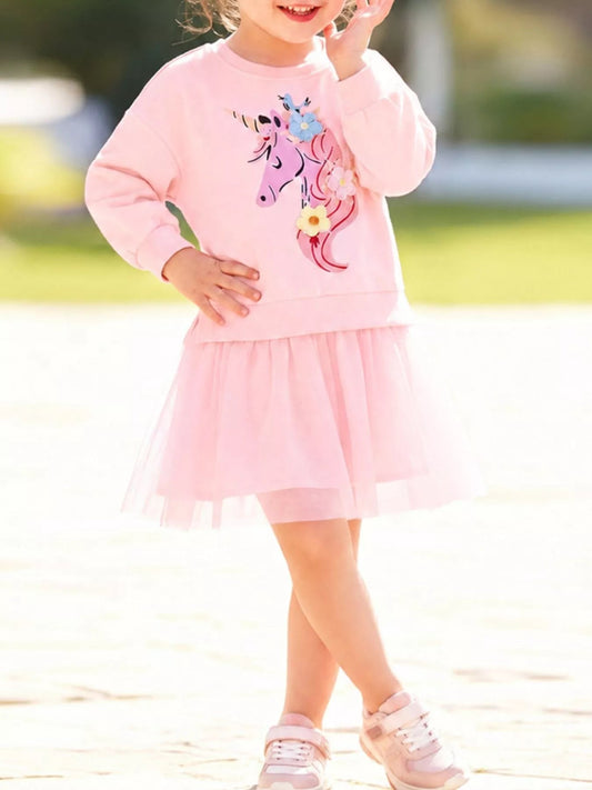 Children's Unicorn Graphic Tulle Dress - PBNJ FASHIONS