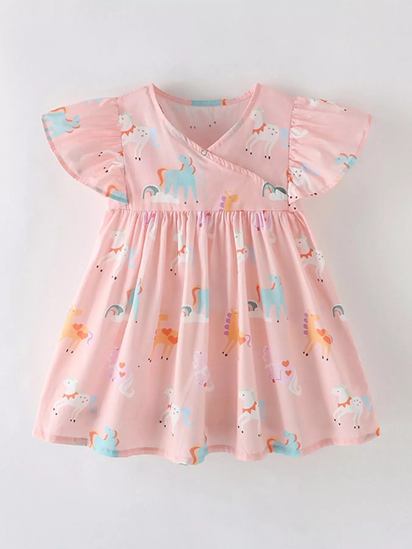 Children's Unicorn Print Flutter Sleeve Dress - PBNJ FASHIONS