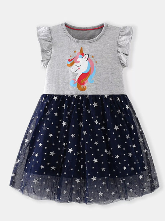 Children's Unicorn Starry Tulle Dress - PBNJ FASHIONS