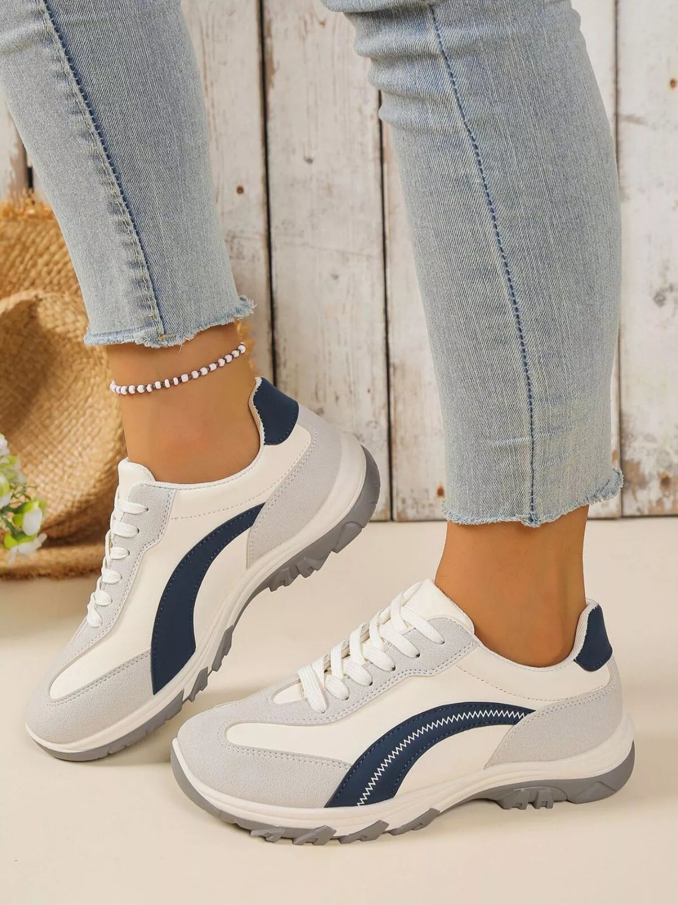 Contrast Lace Up Athletic - PBNJ FASHIONS
